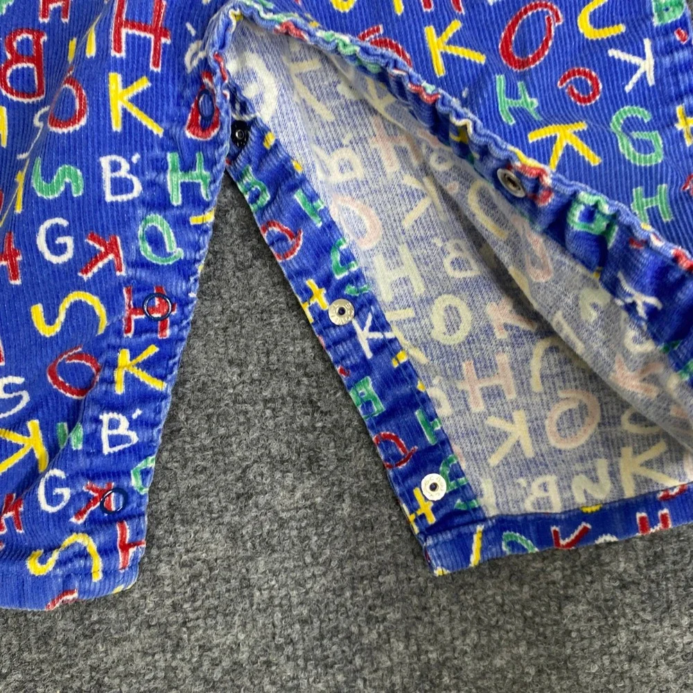 Vintage OshKosh Bgosh Alphabet Corduroy Overalls Blue 12 Months Made in USA 3054